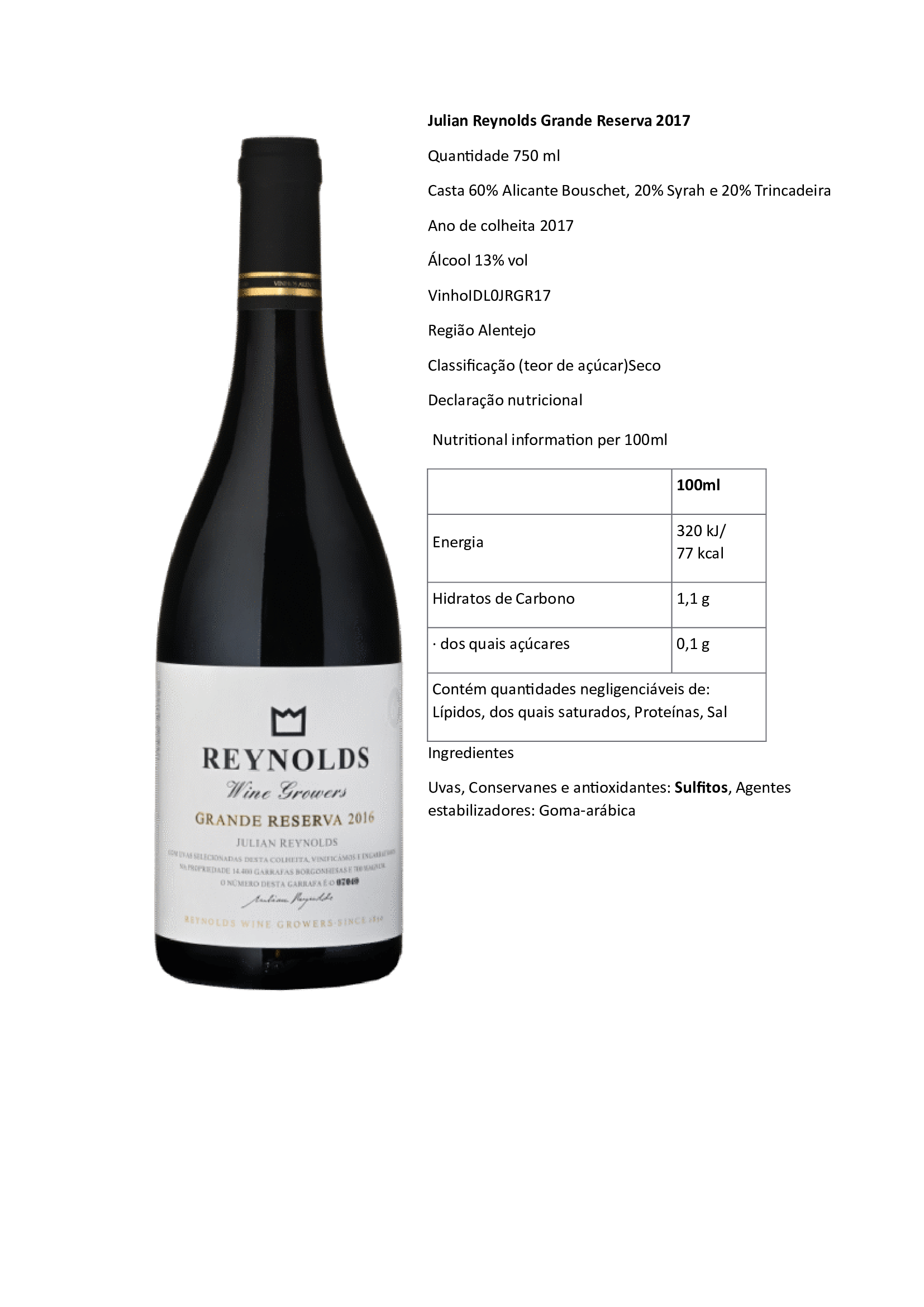 Julian Reynolds Grande Reserva Tinto - Image 2