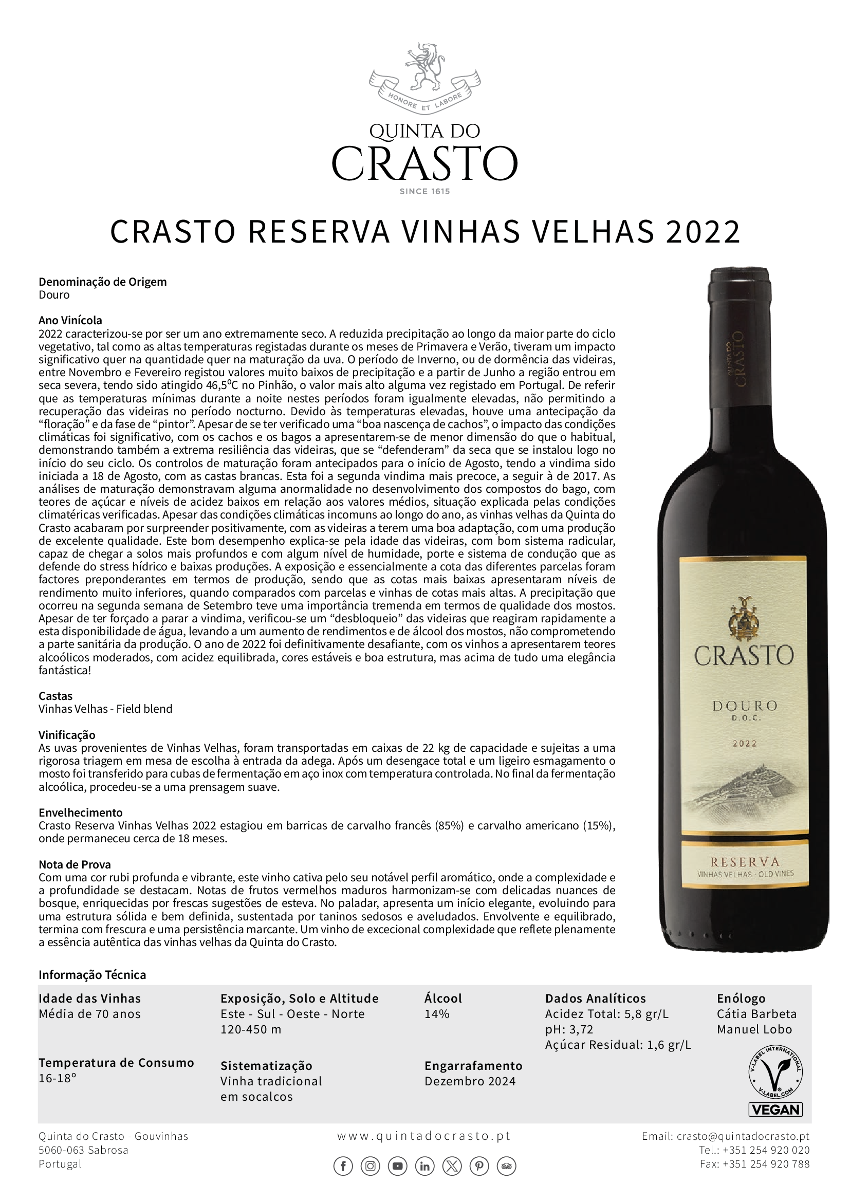 Crasto Reserva Vinhas Velhas Tinto - Image 2