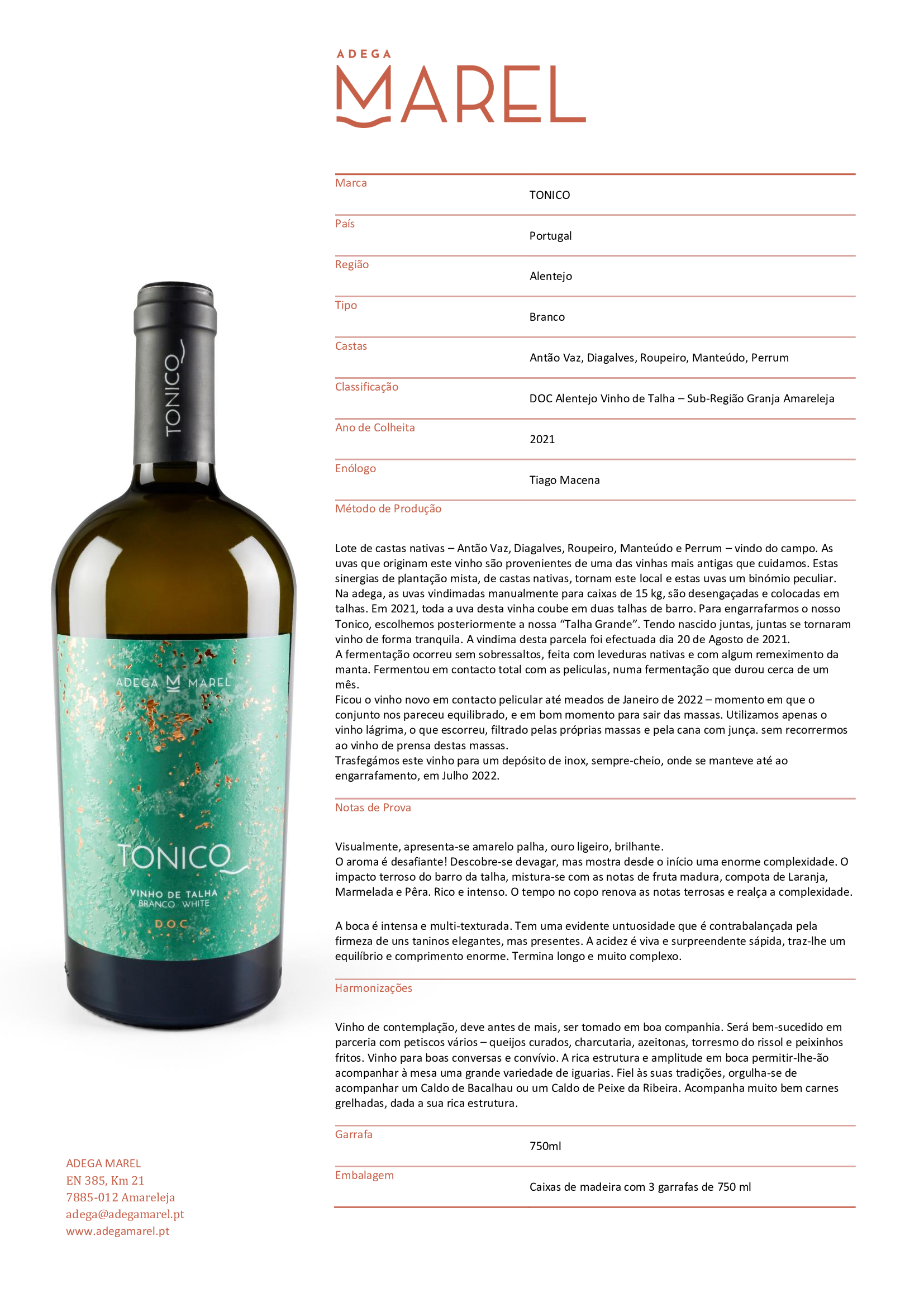 Tonico Vinho de Talha Marel Branco - Image 2
